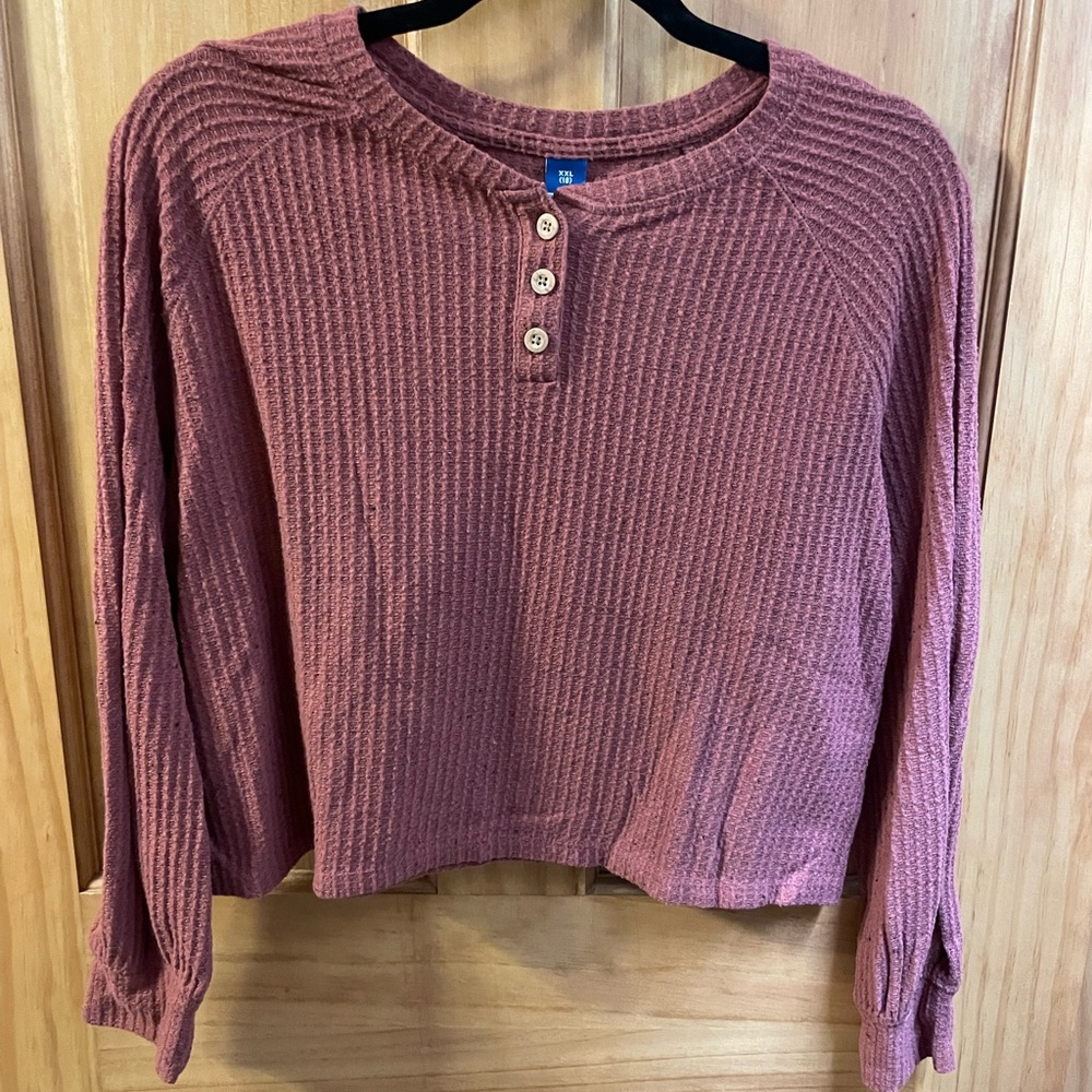 Old Navy Women's Ribbed Henley Sweater - Mauve